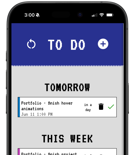 Rendering of To Do List app on iPhone
