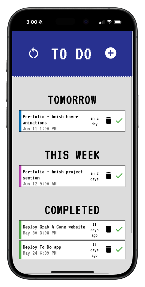 Rendering of To Do List app on iPhone