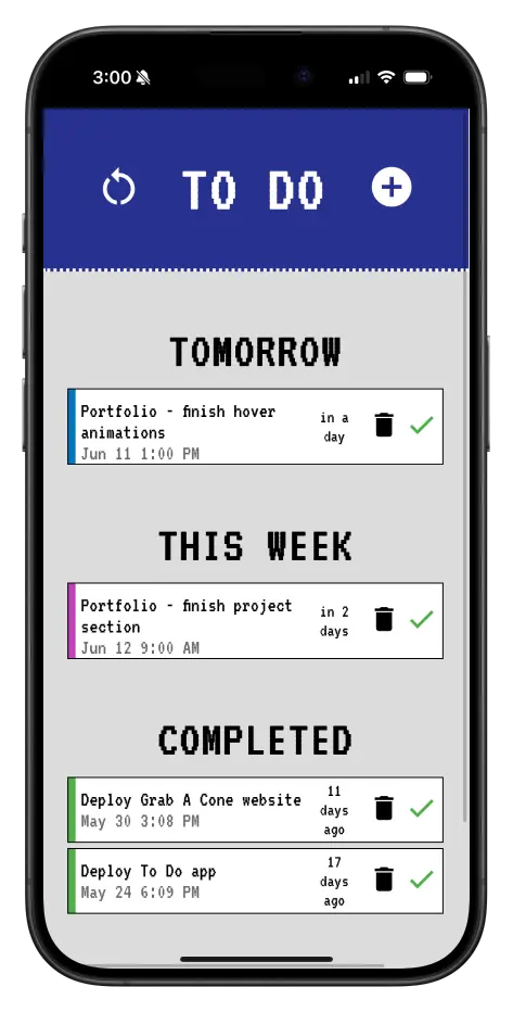 Rendering of Task Tracker app on iPhone
